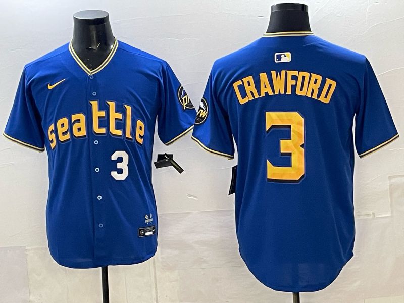 Men Seattle Mariners #3 Crawford blue Game Nike MLB 2025 Jersey 005
